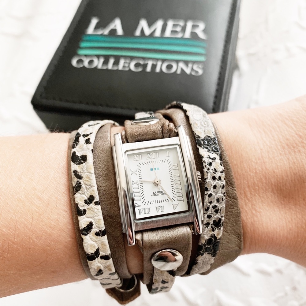 La Mer collections Cement Snake Silver Wrap Watch